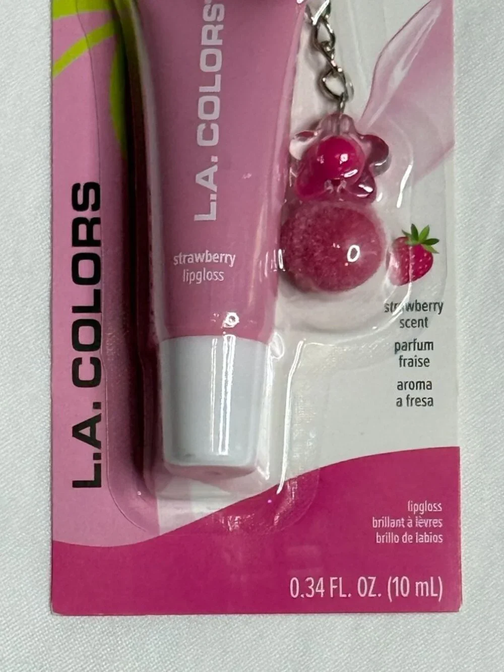 LA Colors Strawberry Lip Gloss Charm Keychain Strawberry Scent New